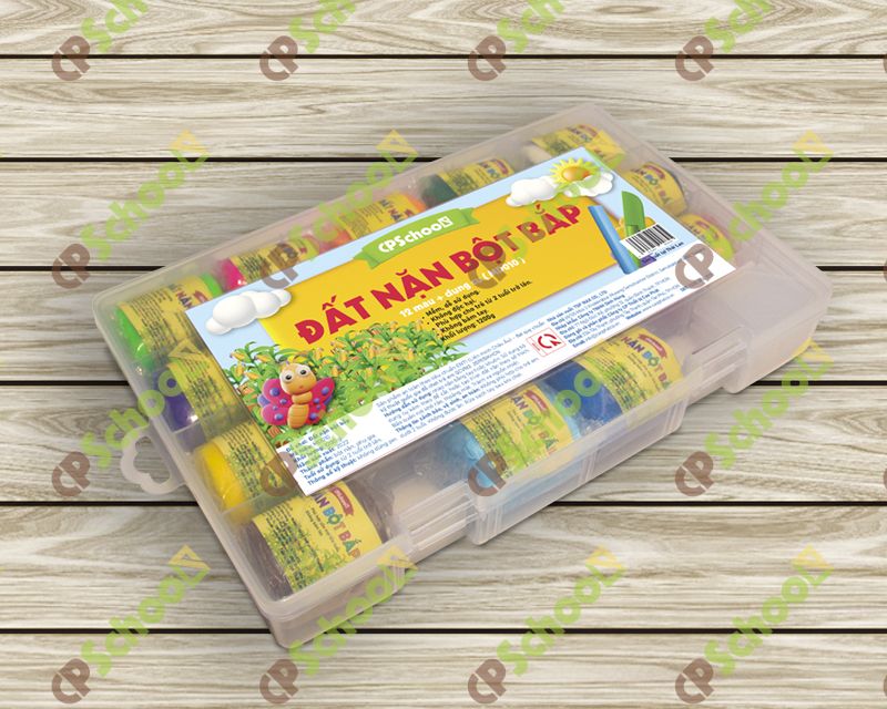 Đất nặn 12 màu (corn clay, mềm) (1200g/bộ) - Có bộ dụng cụ thực hành